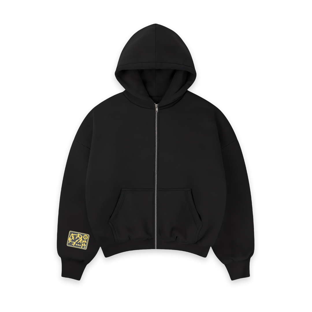 "TRUE BASICS" Black Zip Up Hoodie