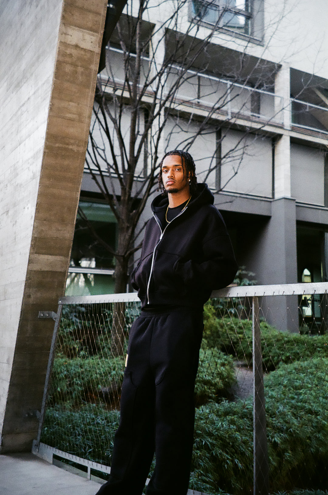 "TRUE BASICS" Black Zip Up Hoodie