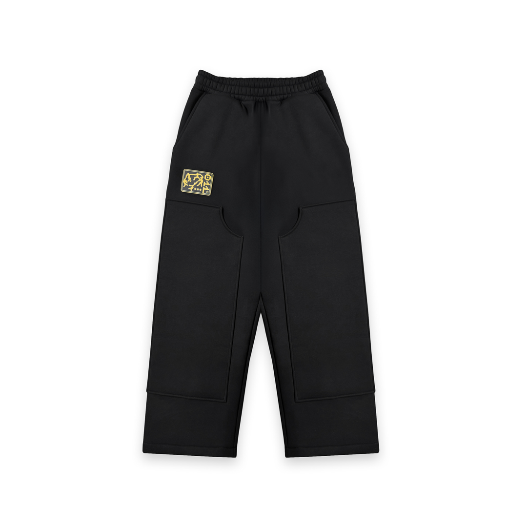"TRUE BASICS" Black Baggy Carpenter Sweatpants
