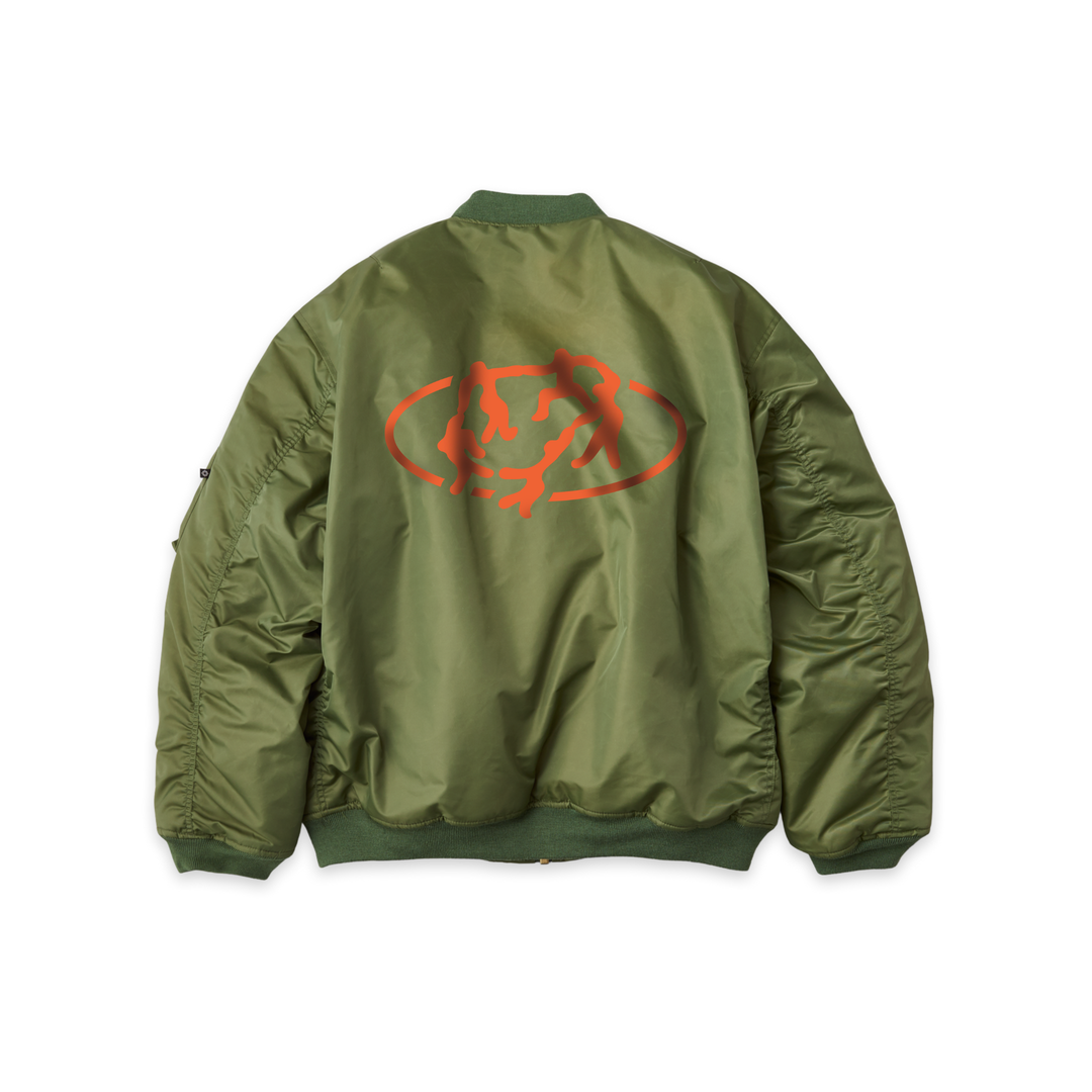 "UNITY" Aviator Army Green Bomber Jacket