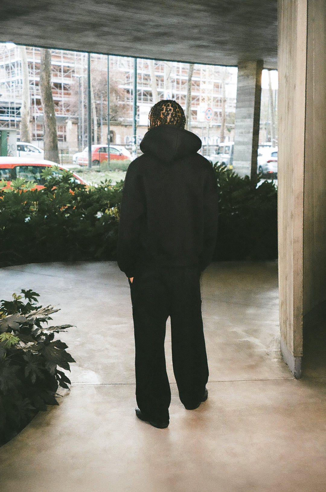 "TRUE BASICS" Black Baggy Carpenter Sweatpants