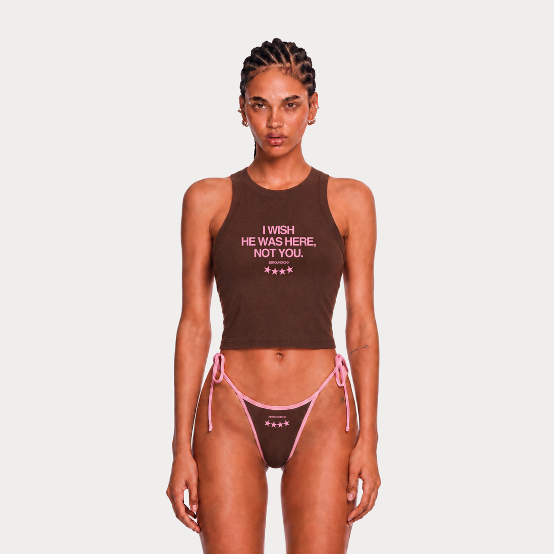 "I WISH" Woman Chocolate Brown Tank Top