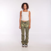 "STACKED LOGO" SLIME GREEN JEANS