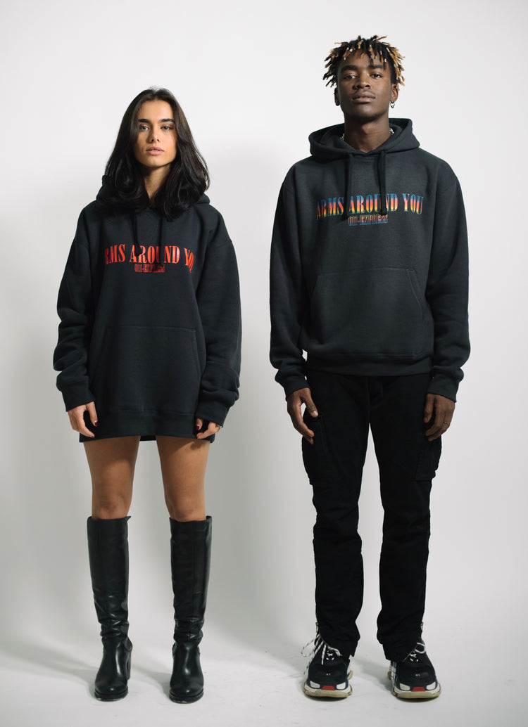 “ARMS AROUND YOU” - Black/Rainbow F&F Hoodie - 011-EXPRESS 